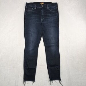 Mother Jeans Women's 31 The Looker Ankle Fray Denim Cotton Lyocell 31x27 Indigo